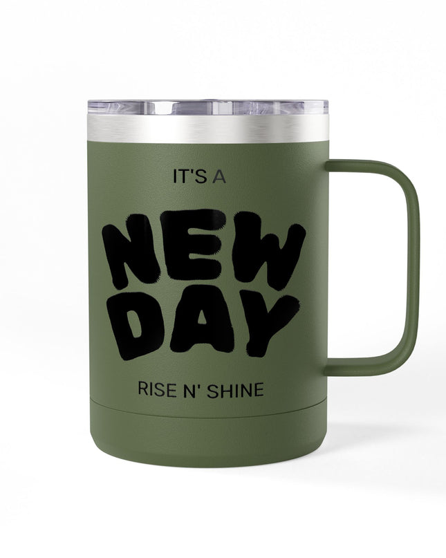 Inspirational Coffee Mug Tumbler, New Day, Rise n' Shine, Motivational Gift, Perfect for Office or Home, Daily Affirmation