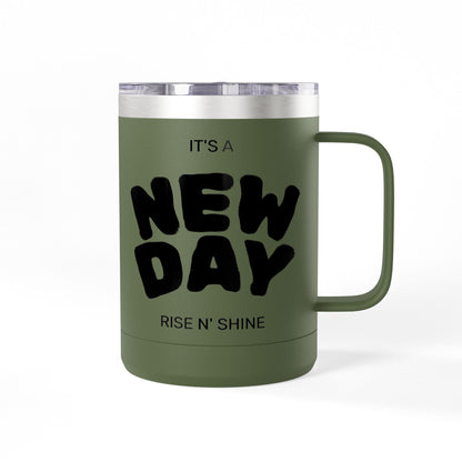 Inspirational Coffee Mug Tumbler, New Day, Rise n' Shine, Motivational Gift, Perfect for Office or Home, Daily Affirmation