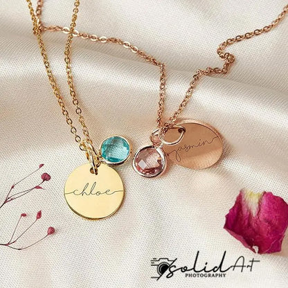 Birthstone Name Necklace Personalized Gifts for Women Jewelry