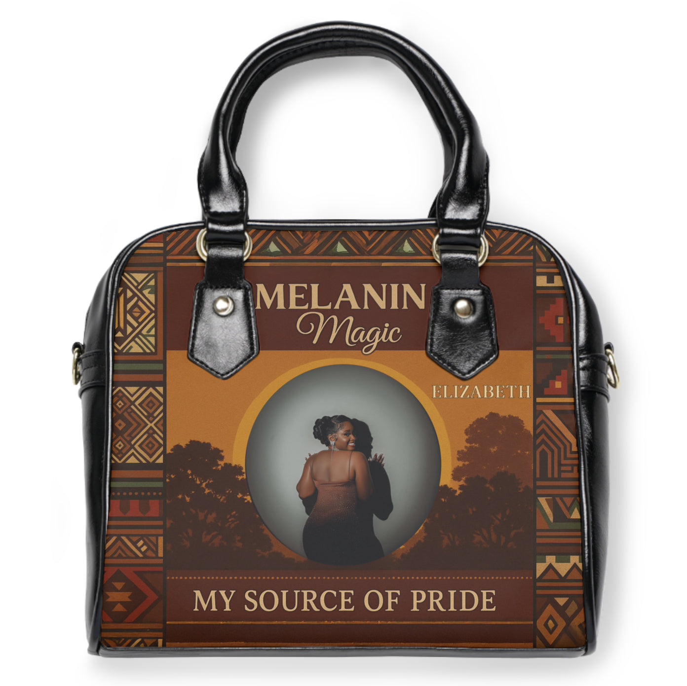 Melanin Magic Shoulder Handbag - My Source of Pride, Vintage Inspired Purse, Black Empowerment Bag, Cultural Tote, Gift for Women