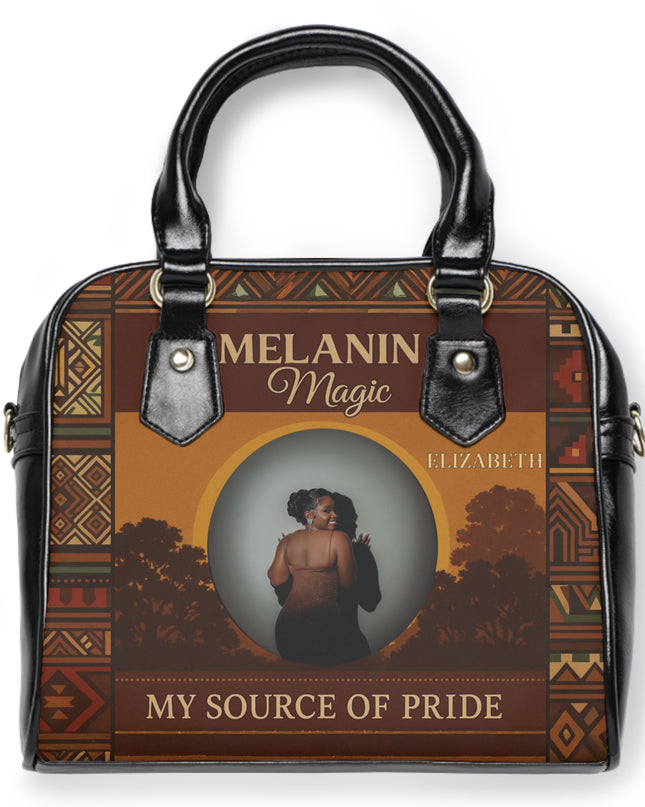Melanin Magic Shoulder Handbag - My Source of Pride, Vintage Inspired Purse, Black Empowerment Bag, Cultural Tote, Gift for Women