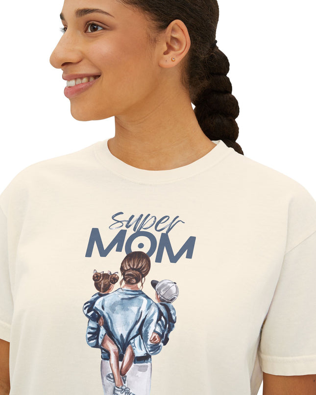 Super Mom Women's Boxy Tee, Gift for Moms, Casual Top, Mother's Day