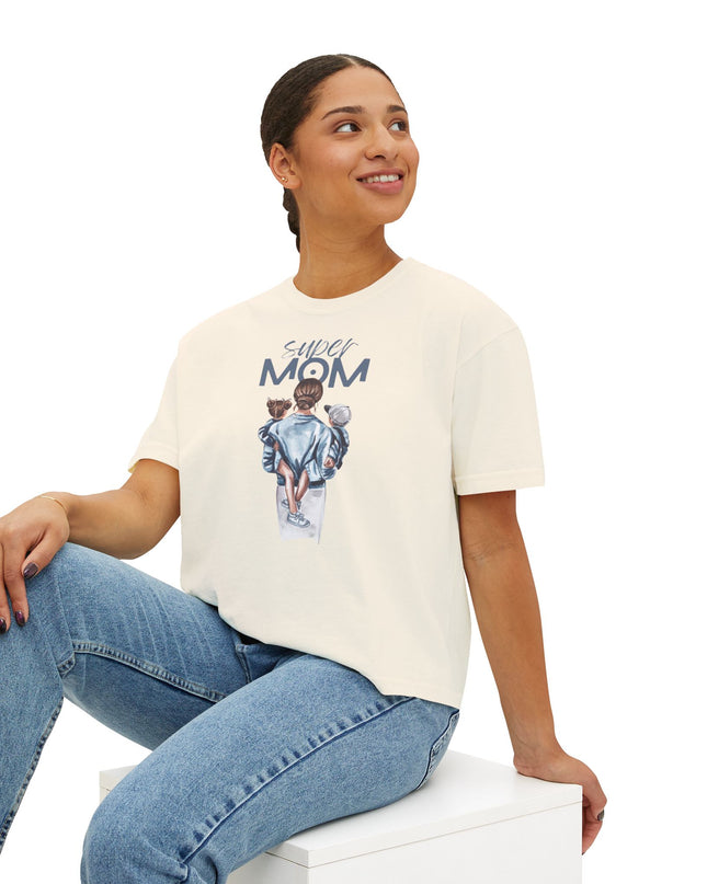 Super Mom Women's Boxy Tee, Gift for Moms, Casual Top, Mother's Day