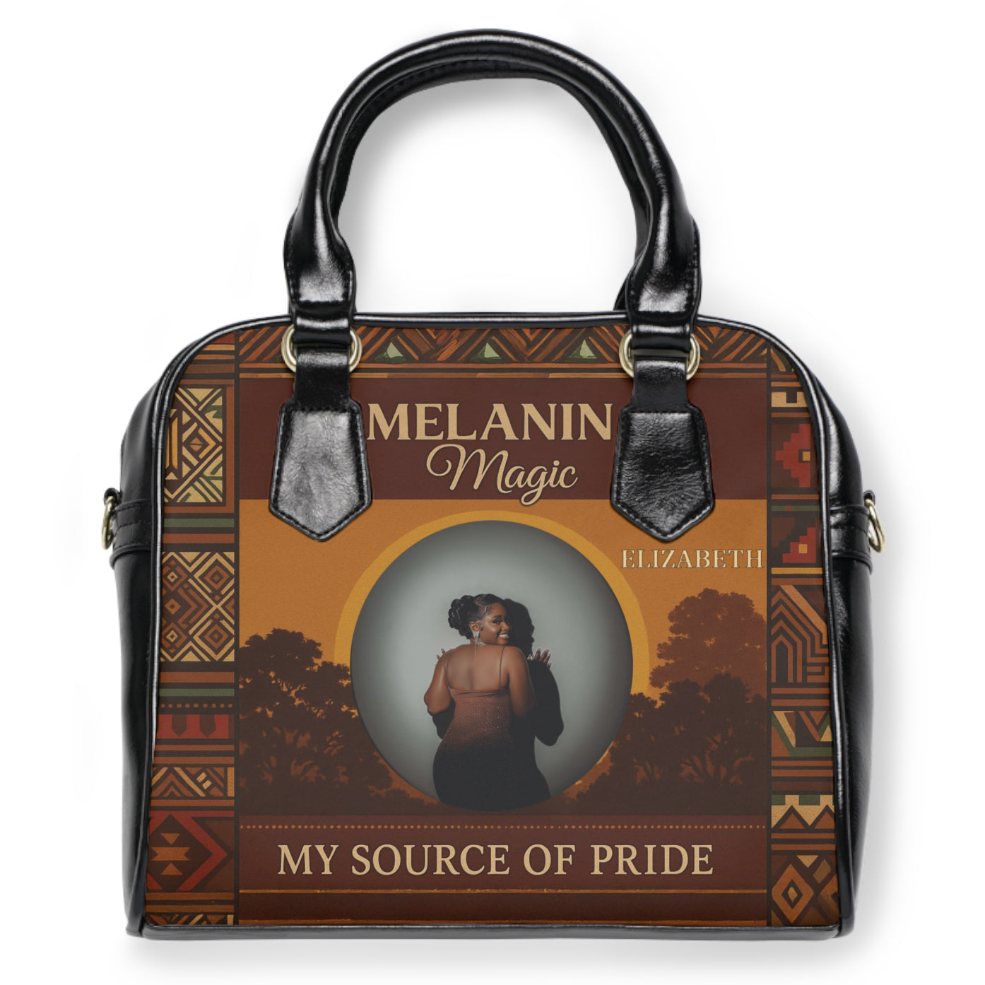 Melanin Magic Shoulder Handbag - My Source of Pride, Vintage Inspired Purse, Black Empowerment Bag, Cultural Tote, Gift for Women