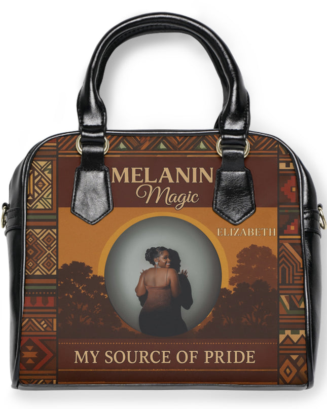 Melanin Magic Shoulder Handbag - My Source of Pride, Vintage Inspired Purse, Black Empowerment Bag, Cultural Tote, Gift for Women