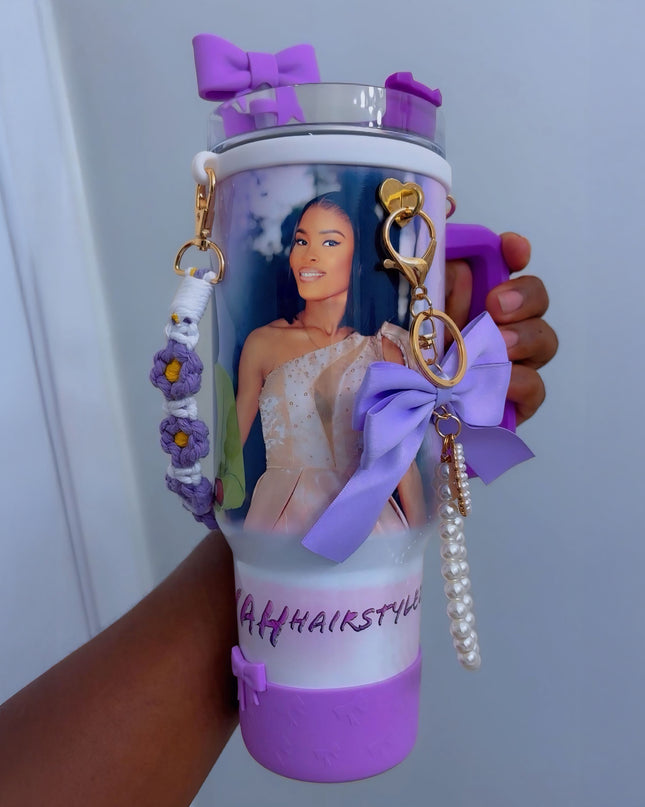 40oz Personalized Photo Tumbler with Charms (3 or 4photos only)
