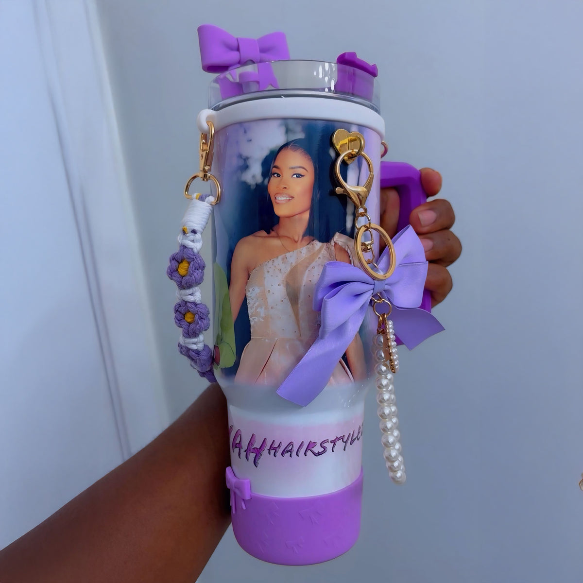 40oz Personalized Photo Tumbler with Charms (3 or 4photos only)