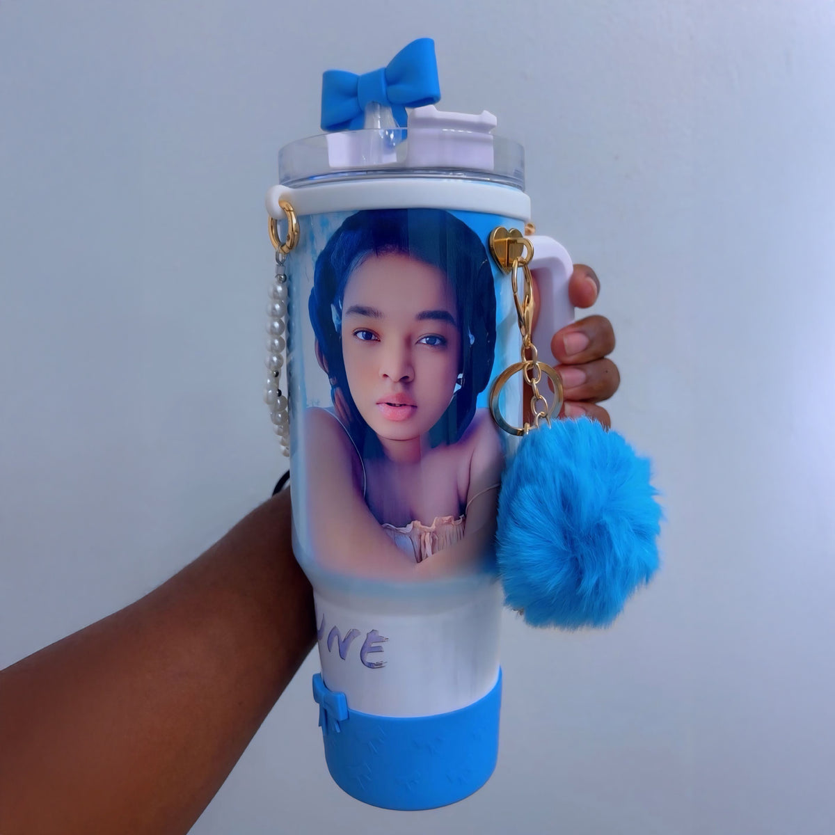 40oz Personalized Photo Tumbler with Charms (3 or 4photos only)