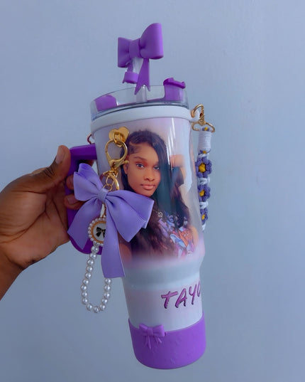 40oz Personalized Photo Tumbler with Charms (3 or 4photos only)