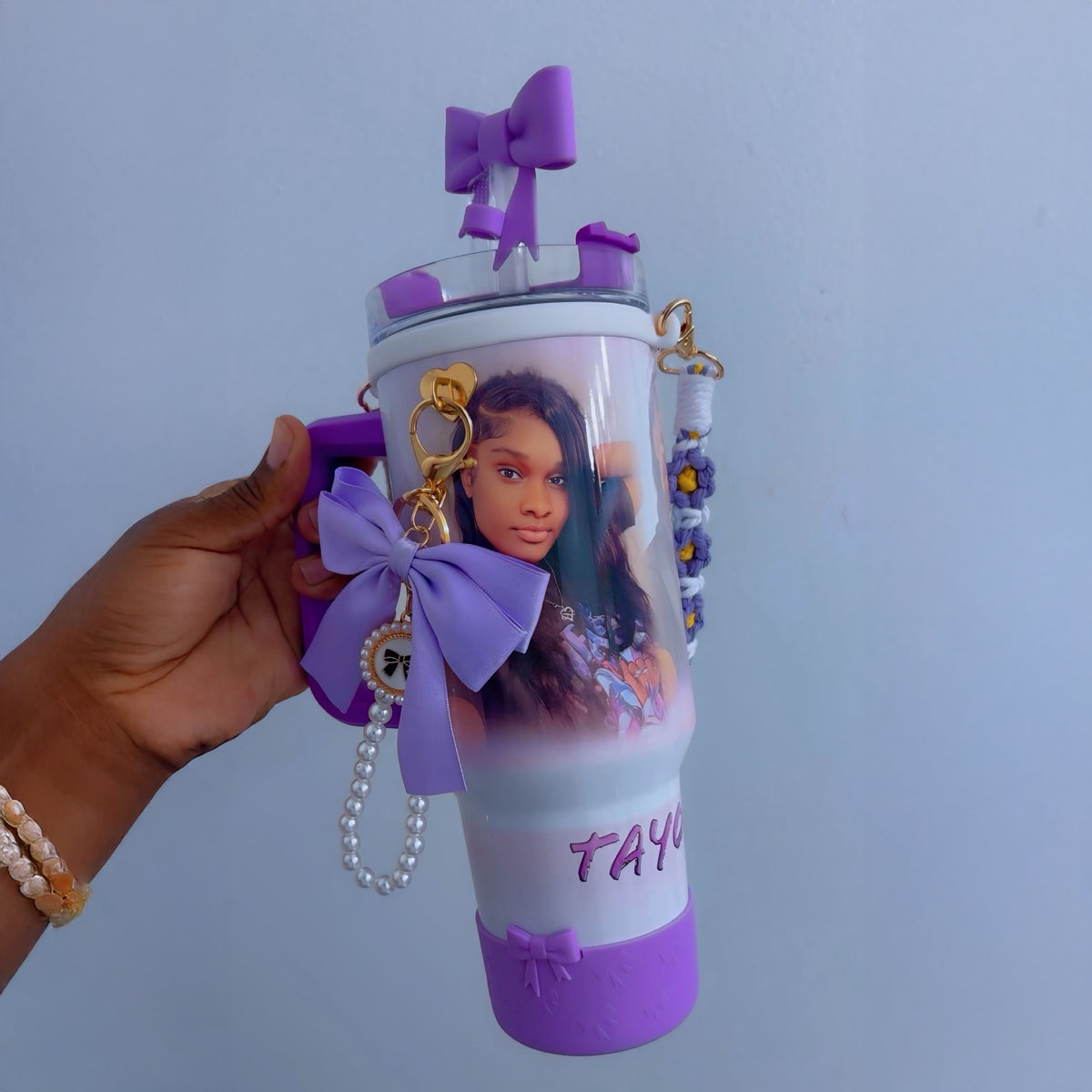40oz Personalized Photo Tumbler with Charms (3 or 4photos only)