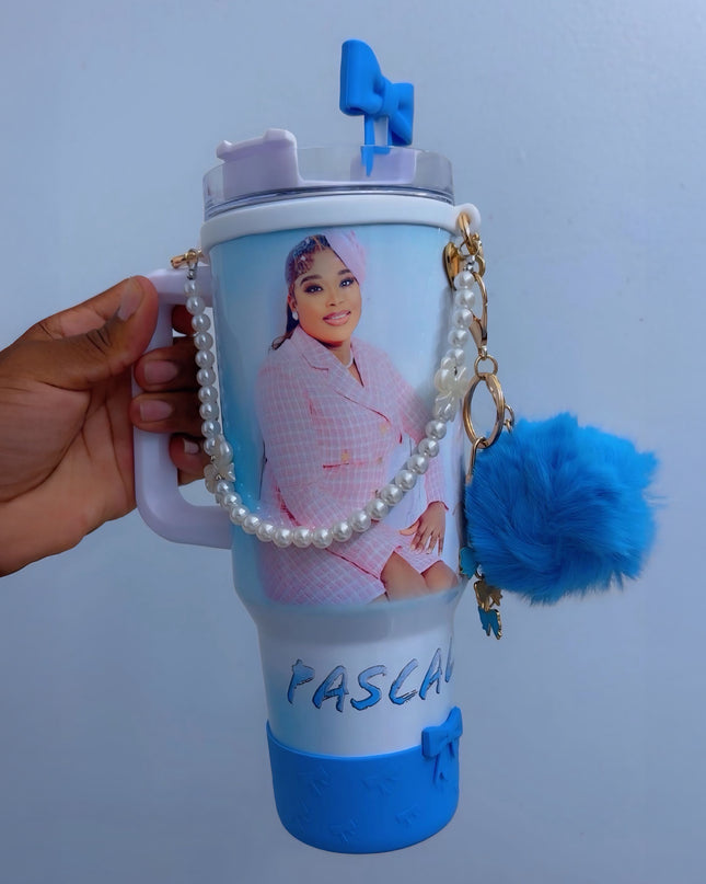 40oz Personalized Photo Tumbler with Charms (3 or 4photos only)