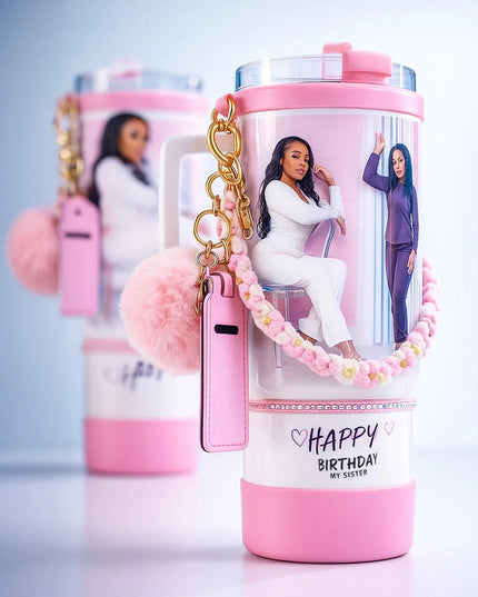 40oz Personalized Photo Tumbler with Charms (3 or 4photos only)