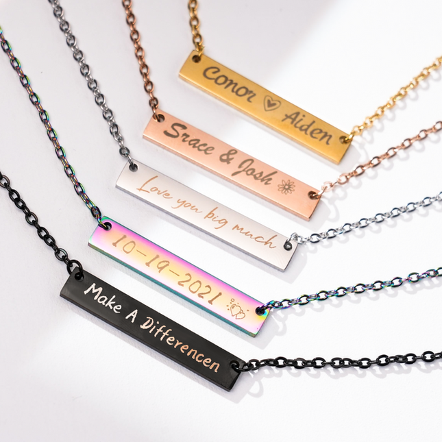 Stainless Steel Horizontal Bar Necklace