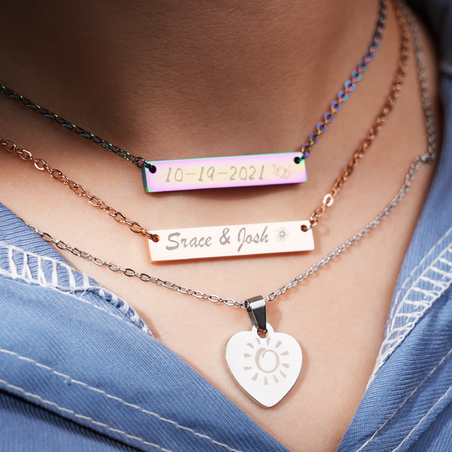 Stainless Steel Horizontal Bar Necklace