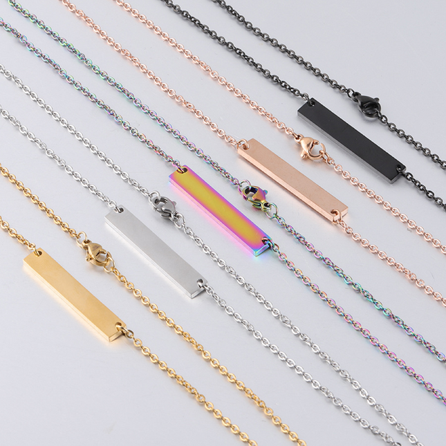Stainless Steel Horizontal Bar Necklace