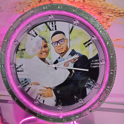 Custom Photo Wall Clock with LED Lights – A Timeless Memory” (Size 11x16)