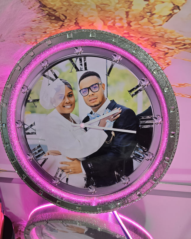 Custom Photo Wall Clock with LED Lights – A Timeless Memory” (Size 11x16)