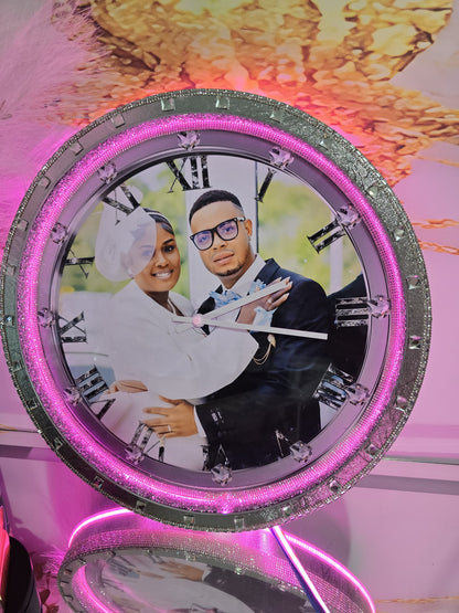 Custom Photo Wall Clock with LED Lights – A Timeless Memory” (Size 11x16)