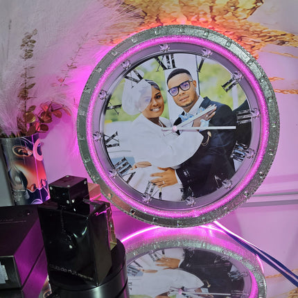 Custom Photo Wall Clock with LED Lights – A Timeless Memory” (Size 11x16)