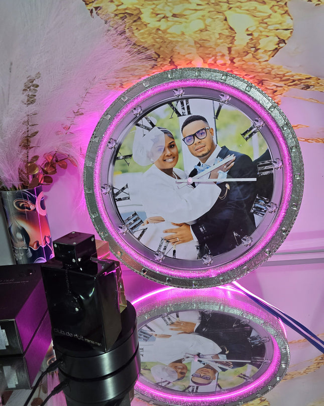 Custom Photo Wall Clock with LED Lights – A Timeless Memory” (Size 11x16)
