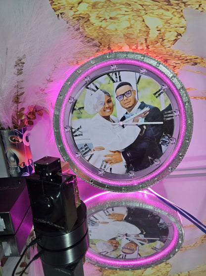 Custom Photo Wall Clock with LED Lights – A Timeless Memory” (Size 11x16)