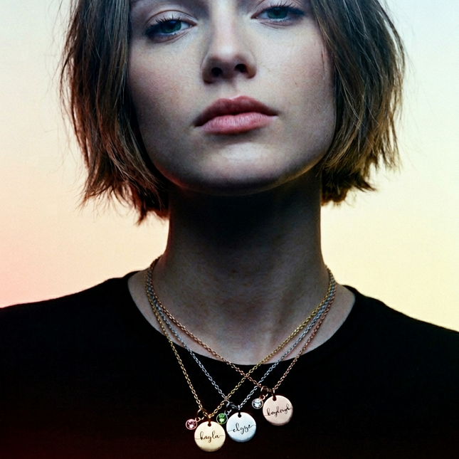 Birthstone Name Necklace Personalized Gifts for Women Jewelry