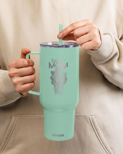 Super Mom Insulated Tumbler - 40oz Stainless Steel Cup for Coffee, Travel, Gifts, Personalization, Engraved Designs