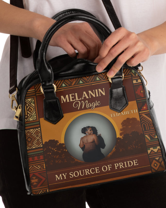 Melanin Magic Shoulder Handbag - My Source of Pride, Vintage Inspired Purse, Black Empowerment Bag, Cultural Tote, Gift for Women