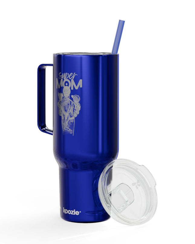 Super Mom Insulated Tumbler - 40oz Stainless Steel Cup for Coffee, Travel, Gifts, Personalization, Engraved Designs