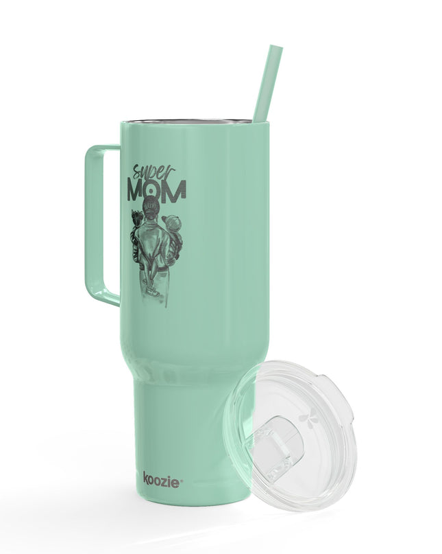 Super Mom Insulated Tumbler - 40oz Stainless Steel Cup for Coffee, Travel, Gifts, Personalization, Engraved Designs