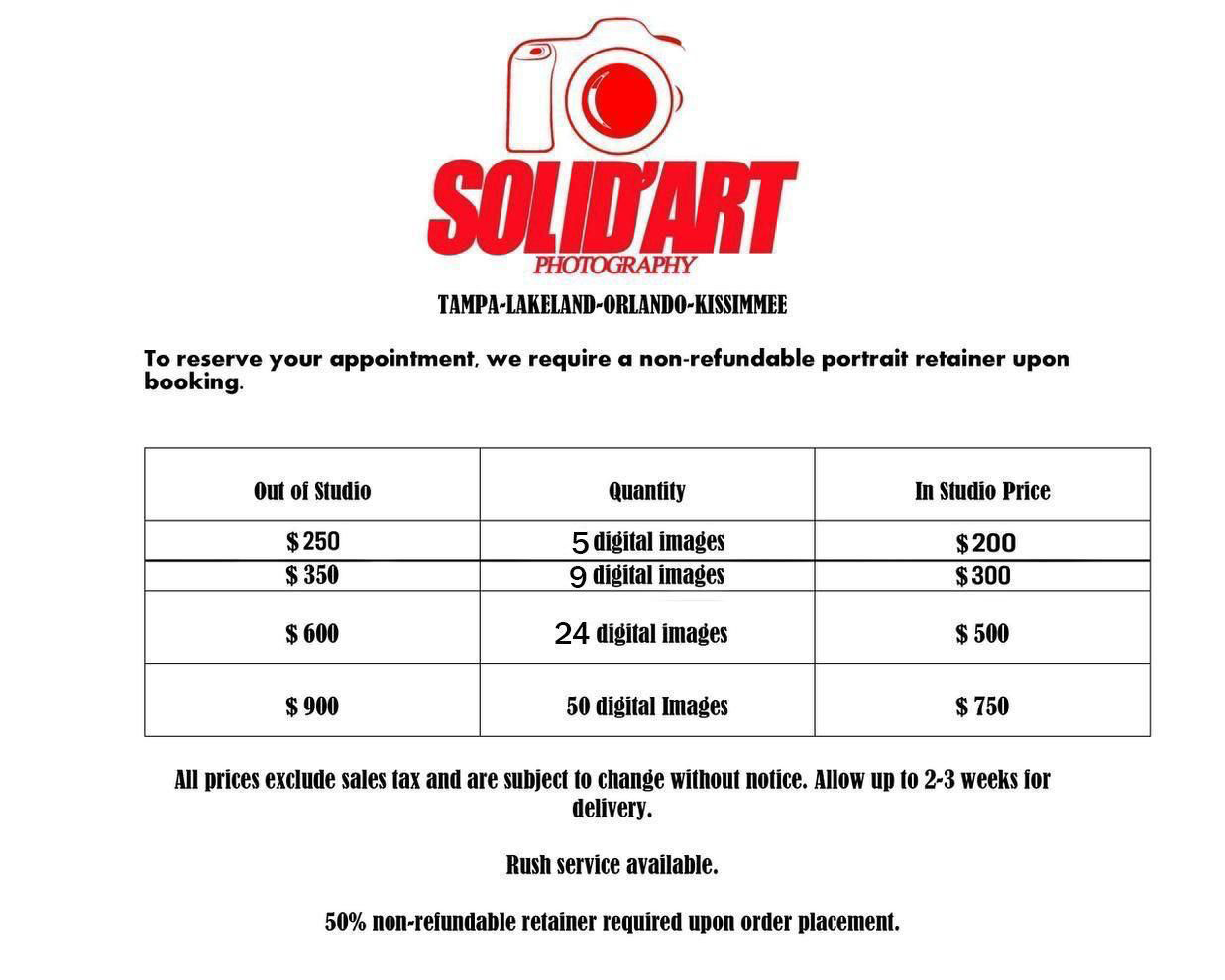 Photo Session Prices