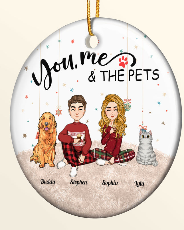 Personalized You, Me & The Pets Christmas Ornament - Ceramic Keepsake