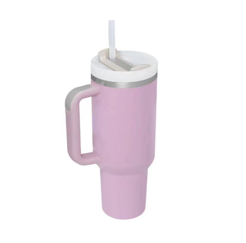 40 Oz Tumbler With Handle Straw Insulated, Stainless Steel Spill Proof Vacuum   For Car Gym Office Travel (No photo)