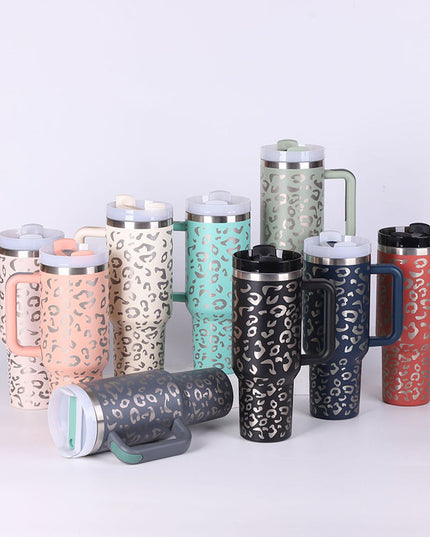 40 Oz Tumbler With Handle Straw Insulated, Stainless Steel Spill Proof Vacuum   For Car Gym Office Travel (No photo)