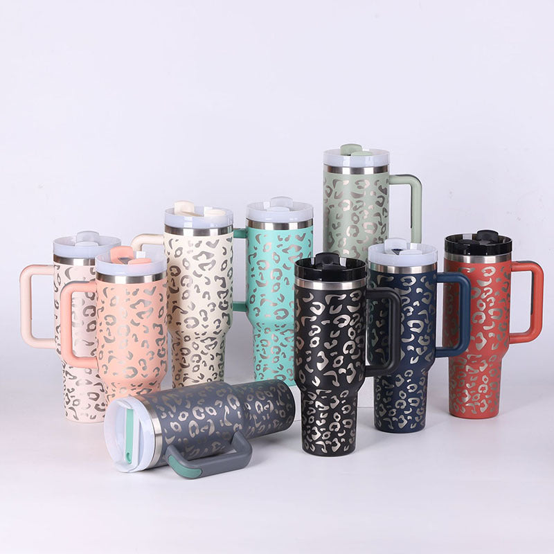 40 Oz Tumbler With Handle Straw Insulated, Stainless Steel Spill Proof Vacuum   For Car Gym Office Travel (No photo)