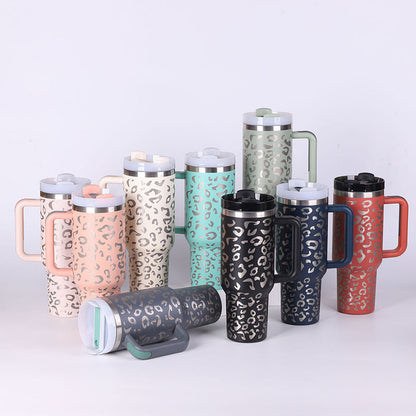 40 Oz Tumbler With Handle Straw Insulated, Stainless Steel Spill Proof Vacuum   For Car Gym Office Travel (No photo)