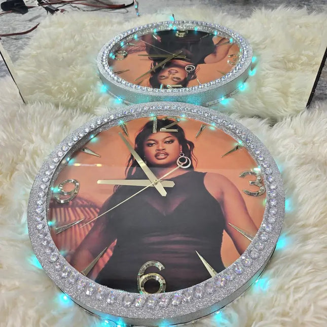 Custom Photo Wall Clock with LED Lights – A Timeless Memory” (Size 11x16)