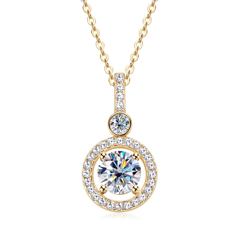 Fashion High-end Sense All Moissanite Necklace Trendy Cool Round