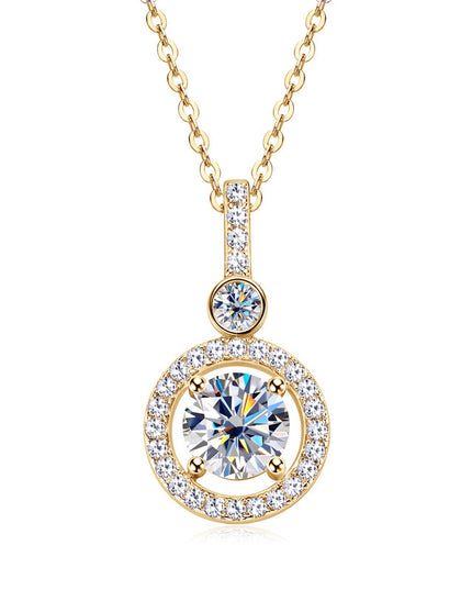 Fashion High-end Sense All Moissanite Necklace Trendy Cool Round