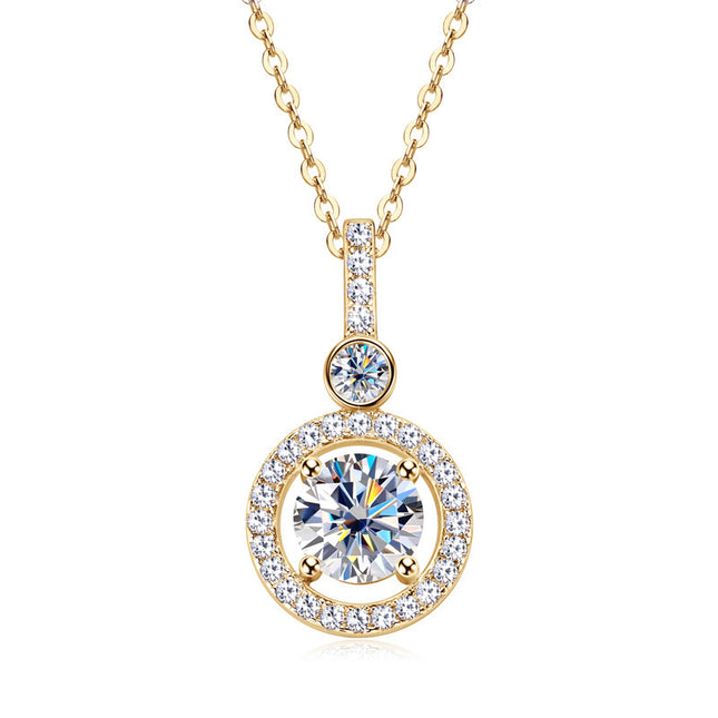 Fashion High-end Sense All Moissanite Necklace Trendy Cool Round