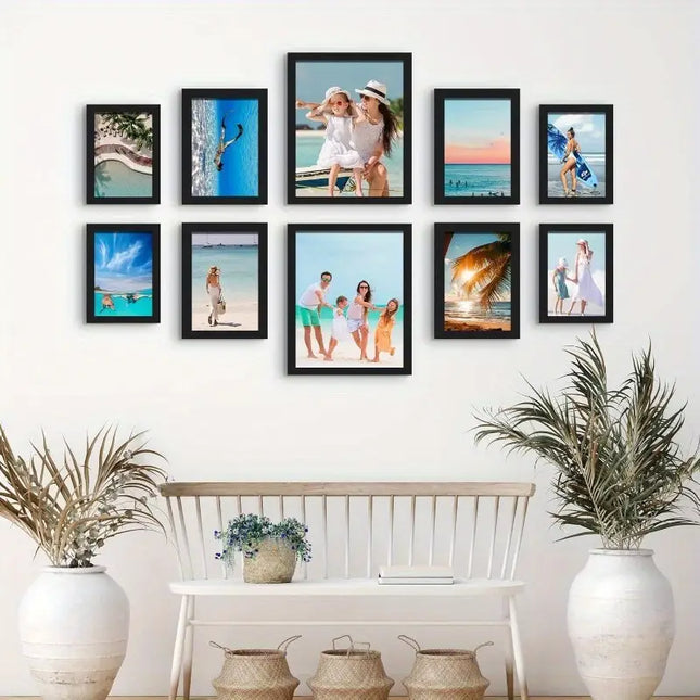 10 Pack Picture s Collage Wall Decor, Gallery Wall Set for Tabletop or Wall Mounting Display, Multi Size with Two 8x10, Four 5x7, and Four 4x6 Photo s, Black