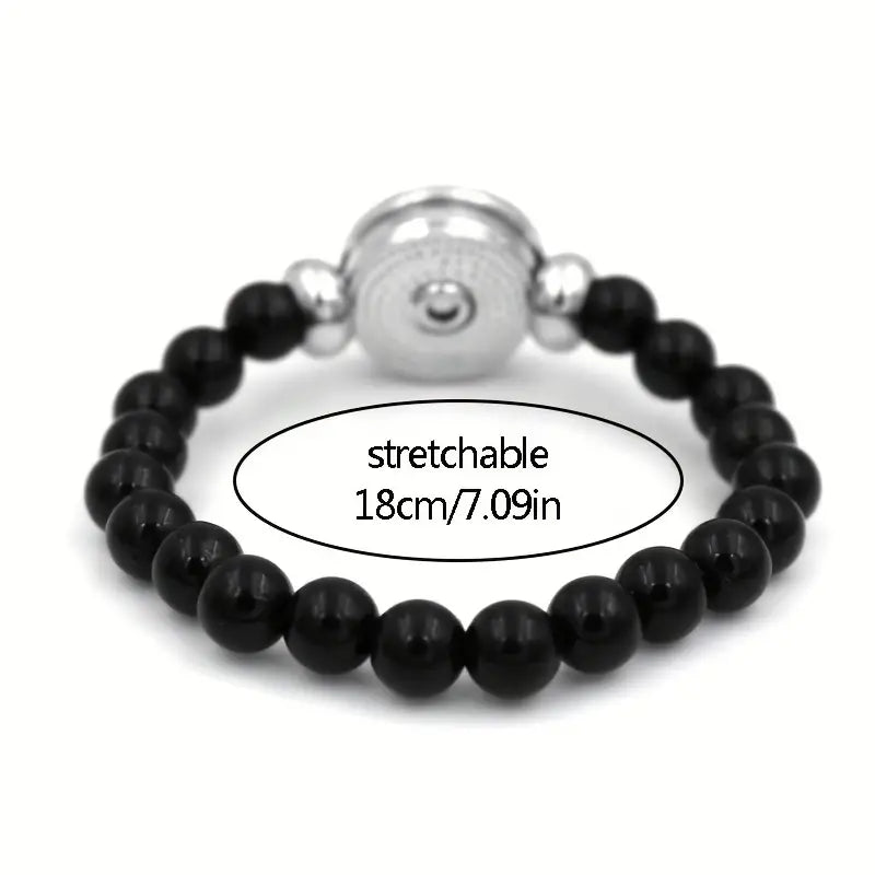 Custom Black Beaded Time Synthetic Glass Bracelet Family Photos,