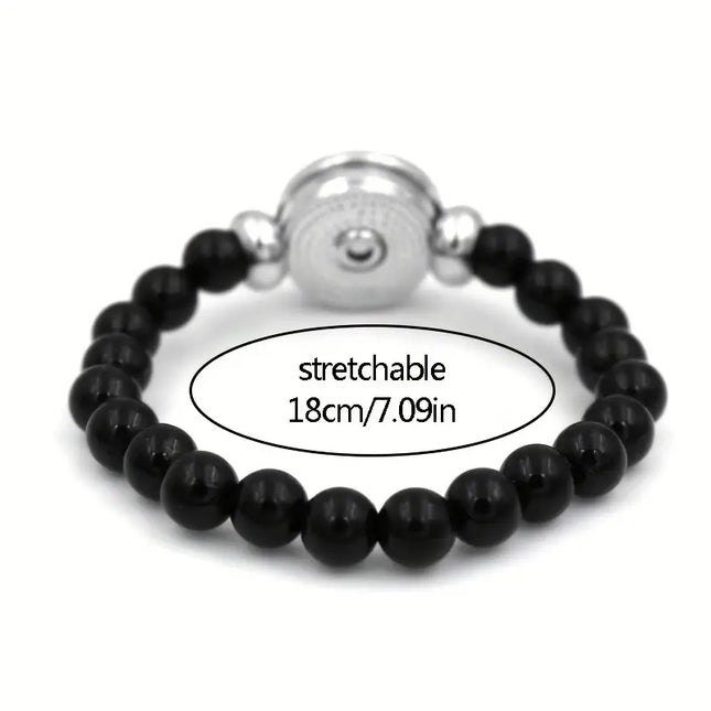 Custom Black Beaded Time Synthetic Glass Bracelet Family Photos,