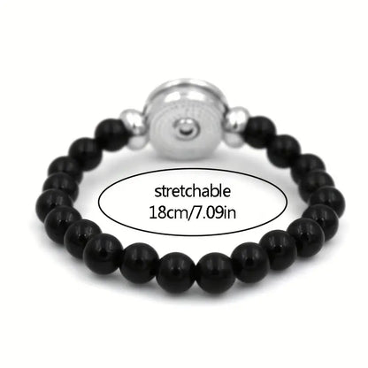 Custom Black Beaded Time Synthetic Glass Bracelet Family Photos,