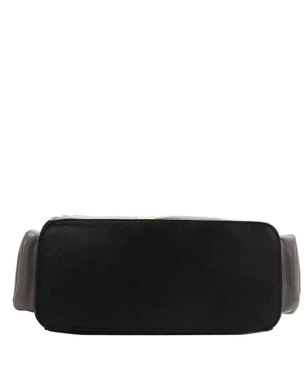 Eco-Leather Handbag with Side Pockets