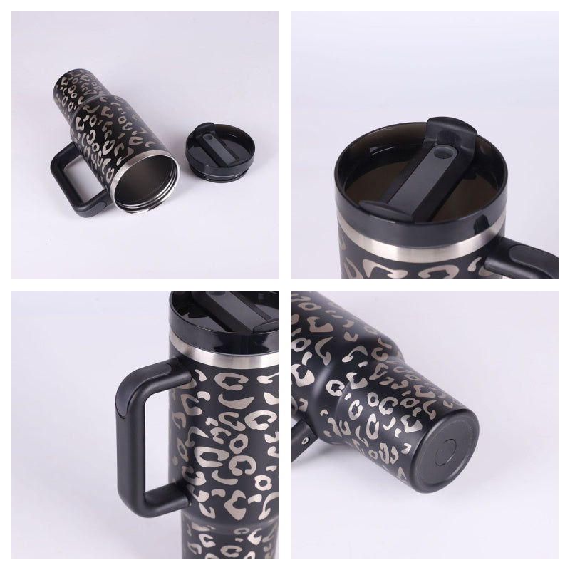 40 Oz Tumbler With Handle Straw Insulated, Stainless Steel Spill Proof Vacuum   For Car Gym Office Travel (No photo)