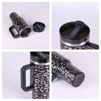 40 Oz Tumbler With Handle Straw Insulated, Stainless Steel Spill Proof Vacuum   For Car Gym Office Travel (No photo)