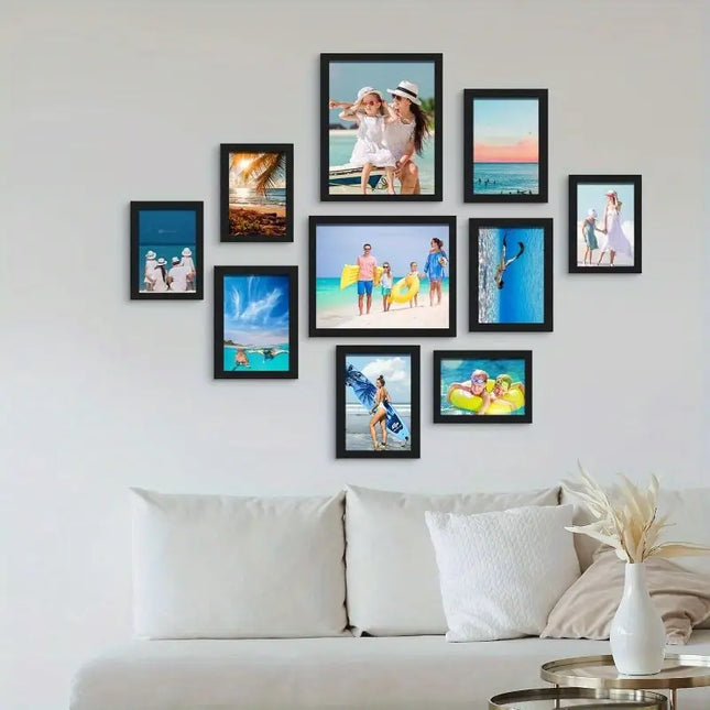 10 Pack Picture s Collage Wall Decor, Gallery Wall Set for Tabletop or Wall Mounting Display, Multi Size with Two 8x10, Four 5x7, and Four 4x6 Photo s, Black