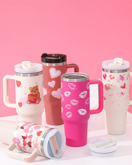 40 Oz Tumbler With Handle Straw Insulated, Stainless Steel Spill Proof Vacuum   For Car Gym Office Travel (No photo)