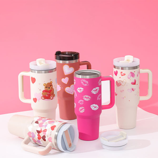 40 Oz Tumbler With Handle Straw Insulated, Stainless Steel Spill Proof Vacuum   For Car Gym Office Travel (No photo)